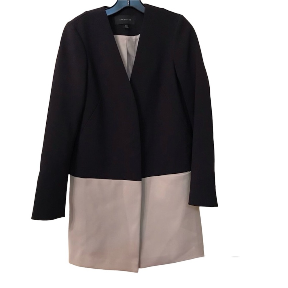 Ann Taylor Crepe Colorblock Topper Jacket - Picture 2 of 5